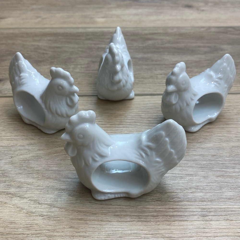 Vintage Porcelain Chicken Napkin Rings‎